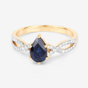 Bids.com 1.14 Carat Genuine Blue Sapphire and White Diamond 14K Yellow Gold Ring Rings White Smoke size 6.00,size 7.00,size 8.00