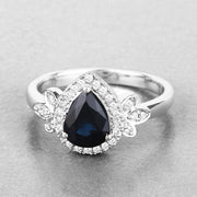 Bids.com 1.54 Carat Genuine Blue Sapphire and White Diamond 14K White Gold Ring Rings Gray size 6.00,size 7.00,size 8.00