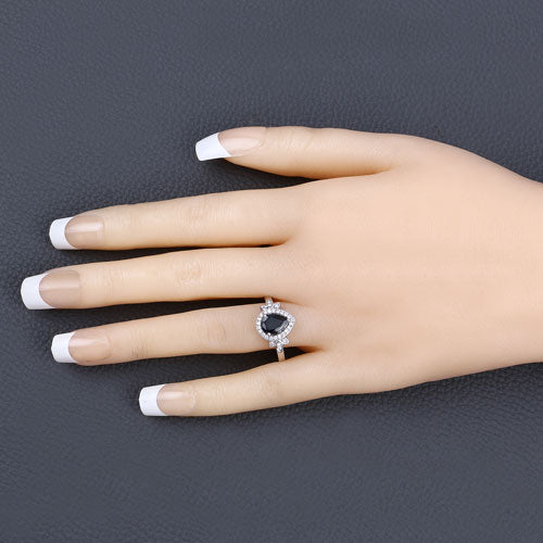 Bids.com 1.54 Carat Genuine Blue Sapphire and White Diamond 14K White Gold Ring Rings Wheat size 6.00,size 7.00,size 8.00