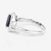 Bids.com 1.54 Carat Genuine Blue Sapphire and White Diamond 14K White Gold Ring Rings White Smoke size 6.00,size 7.00,size 8.00