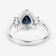 Bids.com 1.54 Carat Genuine Blue Sapphire and White Diamond 14K White Gold Ring Rings White Smoke size 6.00,size 7.00,size 8.00