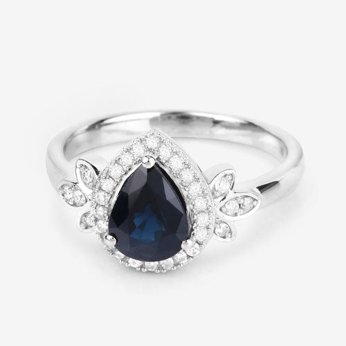 Bids.com 1.54 Carat Genuine Blue Sapphire and White Diamond 14K White Gold Ring Rings Lavender size 6.00,size 7.00,size 8.00