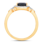 Bids.com 1.54 Carat Genuine Blue Sapphire and White Diamond 14K Yellow Gold Ring Rings White Smoke size 6.00,size 7.00,size 8.00