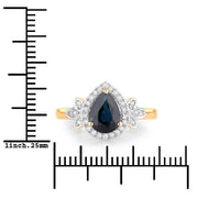 Bids.com 1.54 Carat Genuine Blue Sapphire and White Diamond 14K Yellow Gold Ring Rings White Smoke size 6.00,size 7.00,size 8.00