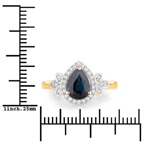 Bids.com 1.54 Carat Genuine Blue Sapphire and White Diamond 14K Yellow Gold Ring Rings White Smoke size 6.00,size 7.00,size 8.00