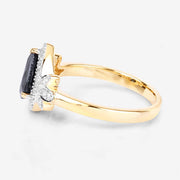 Bids.com 1.54 Carat Genuine Blue Sapphire and White Diamond 14K Yellow Gold Ring Rings White Smoke size 6.00,size 7.00,size 8.00