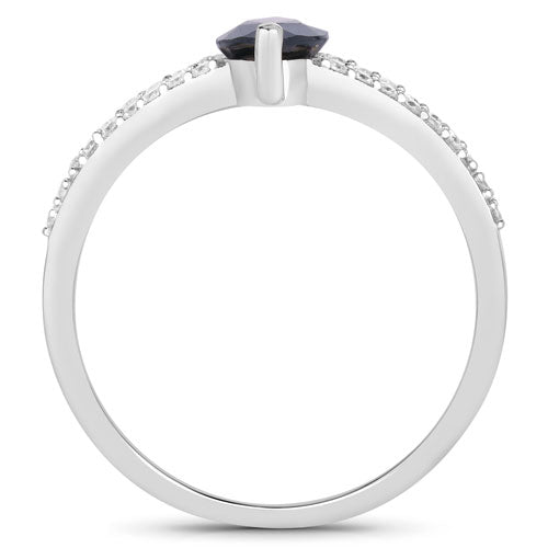 Bids.com 1.49 Carat Genuine Blue Sapphire and White Diamond 14K White Gold Ring Rings White Smoke size 6.00,size 7.00,size 8.00