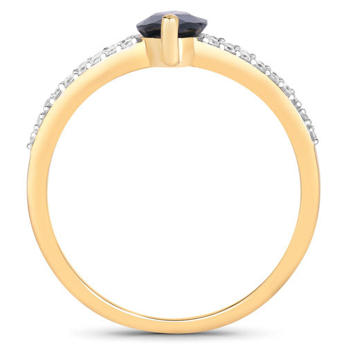 Bids.com 1.50 Carat Genuine Blue Sapphire and White Diamond 14K Yellow Gold Ring Rings White Smoke size 6.00,size 7.00,size 8.00