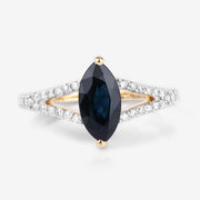 Bids.com 1.50 Carat Genuine Blue Sapphire and White Diamond 14K Yellow Gold Ring Rings White Smoke size 6.00,size 7.00,size 8.00
