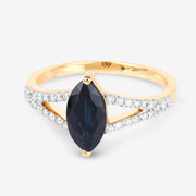 Bids.com 1.50 Carat Genuine Blue Sapphire and White Diamond 14K Yellow Gold Ring Rings White Smoke size 6.00,size 7.00,size 8.00