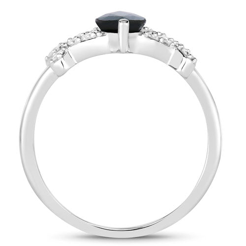 Bids.com 1.50 Carat Genuine Blue Sapphire and White Diamond 14K White Gold Ring Rings White Smoke size 6.00,size 7.00,size 8.00