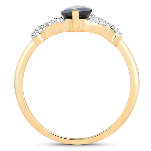 Bids.com 1.50 Carat Genuine Blue Sapphire and White Diamond 14K Yellow Gold Ring Rings White Smoke size 6.00,size 7.00,size 8.00