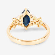 Bids.com 1.50 Carat Genuine Blue Sapphire and White Diamond 14K Yellow Gold Ring Rings White Smoke size 6.00,size 7.00,size 8.00