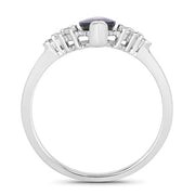 Bids.com 1.47 Carat Genuine Blue Sapphire and White Diamond 14K White Gold Ring Rings White Smoke size 6.00,size 7.00,size 8.00