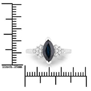 Bids.com 1.47 Carat Genuine Blue Sapphire and White Diamond 14K White Gold Ring Rings White Smoke size 6.00,size 7.00,size 8.00