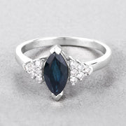 Bids.com 1.47 Carat Genuine Blue Sapphire and White Diamond 14K White Gold Ring Rings Gray size 6.00,size 7.00,size 8.00