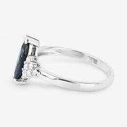 Bids.com 1.47 Carat Genuine Blue Sapphire and White Diamond 14K White Gold Ring Rings White Smoke size 6.00,size 7.00,size 8.00