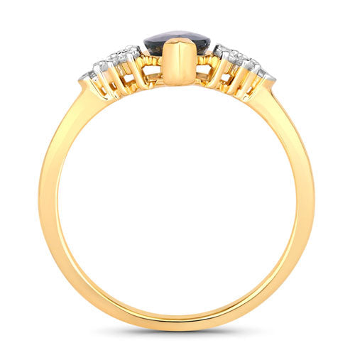 Bids.com 1.47 Carat Genuine Blue Sapphire and White Diamond 14K Yellow Gold Ring Rings White Smoke size 6.00,size 7.00,size 8.00