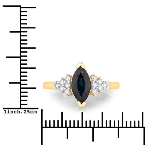 Bids.com 1.47 Carat Genuine Blue Sapphire and White Diamond 14K Yellow Gold Ring Rings White Smoke size 6.00,size 7.00,size 8.00