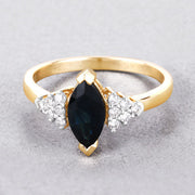 Bids.com 1.47 Carat Genuine Blue Sapphire and White Diamond 14K Yellow Gold Ring Rings Gray size 6.00,size 7.00,size 8.00