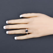 Bids.com 1.47 Carat Genuine Blue Sapphire and White Diamond 14K Yellow Gold Ring Rings Dark Slate Gray size 6.00,size 7.00,size 8.00