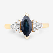 Bids.com 1.47 Carat Genuine Blue Sapphire and White Diamond 14K Yellow Gold Ring Rings White Smoke size 6.00,size 7.00,size 8.00