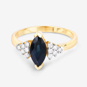 Bids.com 1.47 Carat Genuine Blue Sapphire and White Diamond 14K Yellow Gold Ring Rings White Smoke size 6.00,size 7.00,size 8.00