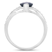 Bids.com 2.26 Carat Genuine Blue Sapphire and White Diamond 14K White Gold Ring Rings White Smoke size 6.00,size 7.00,size 8.00