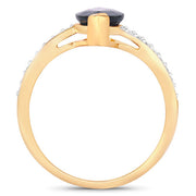 Bids.com 2.26 Carat Genuine Blue Sapphire and White Diamond 14K Yellow Gold Ring Rings White Smoke size 6.00,size 7.00,size 8.00