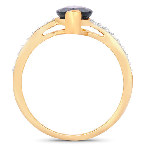 Bids.com 2.26 Carat Genuine Blue Sapphire and White Diamond 14K Yellow Gold Ring Rings White Smoke size 6.00,size 7.00,size 8.00