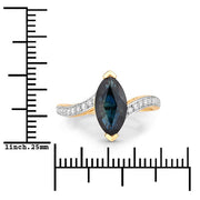 Bids.com 2.26 Carat Genuine Blue Sapphire and White Diamond 14K Yellow Gold Ring Rings White Smoke size 6.00,size 7.00,size 8.00