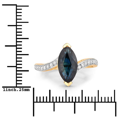 Bids.com 2.26 Carat Genuine Blue Sapphire and White Diamond 14K Yellow Gold Ring Rings White Smoke size 6.00,size 7.00,size 8.00