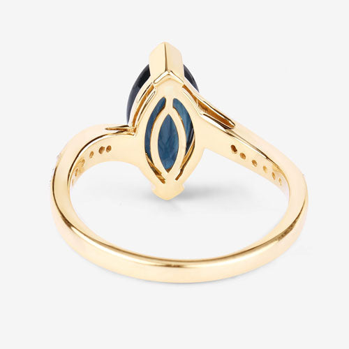 Bids.com 2.26 Carat Genuine Blue Sapphire and White Diamond 14K Yellow Gold Ring Rings White Smoke size 6.00,size 7.00,size 8.00