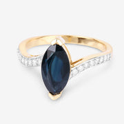 Bids.com 2.26 Carat Genuine Blue Sapphire and White Diamond 14K Yellow Gold Ring Rings White Smoke size 6.00,size 7.00,size 8.00