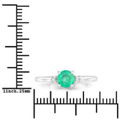 Bids.com 0.71 Carat Genuine Zambian Emerald and White Diamond 14K White Gold Ring Rings White Smoke size 6.00,size 7.00,size 8.00