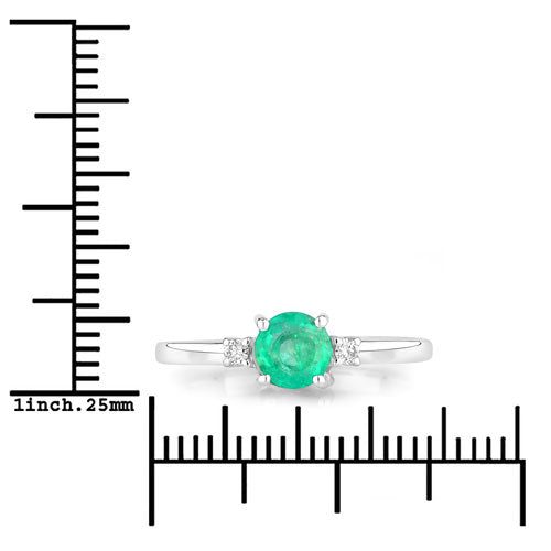 Bids.com 0.71 Carat Genuine Zambian Emerald and White Diamond 14K White Gold Ring Rings White Smoke size 6.00,size 7.00,size 8.00