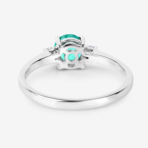 Bids.com 0.71 Carat Genuine Zambian Emerald and White Diamond 14K White Gold Ring Rings White Smoke size 6.00,size 7.00,size 8.00