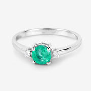 Bids.com 0.71 Carat Genuine Zambian Emerald and White Diamond 14K White Gold Ring Rings White Smoke size 6.00,size 7.00,size 8.00
