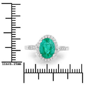 Bids.com 1.92 Carat Genuine Zambian Emerald and White Diamond 14K White Gold Ring Rings White Smoke size 6.00,size 7.00,size 8.00