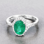 Bids.com 1.92 Carat Genuine Zambian Emerald and White Diamond 14K White Gold Ring Rings Gray size 6.00,size 7.00,size 8.00