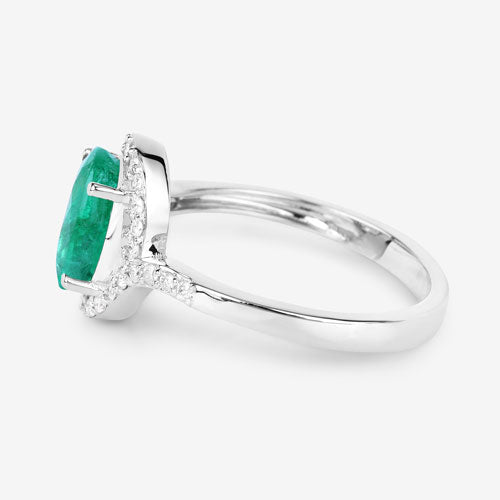 Bids.com 1.92 Carat Genuine Zambian Emerald and White Diamond 14K White Gold Ring Rings White Smoke size 6.00,size 7.00,size 8.00