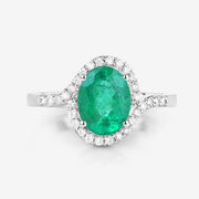 Bids.com 1.92 Carat Genuine Zambian Emerald and White Diamond 14K White Gold Ring Rings White Smoke size 6.00,size 7.00,size 8.00