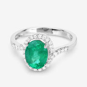 Bids.com 1.92 Carat Genuine Zambian Emerald and White Diamond 14K White Gold Ring Rings White Smoke size 6.00,size 7.00,size 8.00