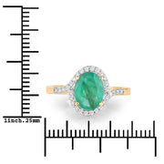 Bids.com 1.92 Carat Genuine Zambian Emerald and White Diamond 14K Yellow Gold Ring Rings White Smoke size 6.00,size 7.00,size 8.00