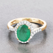 Bids.com 1.92 Carat Genuine Zambian Emerald and White Diamond 14K Yellow Gold Ring Rings Gray size 6.00,size 7.00,size 8.00
