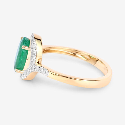 Bids.com 1.92 Carat Genuine Zambian Emerald and White Diamond 14K Yellow Gold Ring Rings White Smoke size 6.00,size 7.00,size 8.00