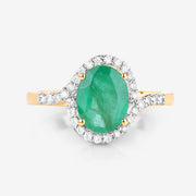 Bids.com 1.92 Carat Genuine Zambian Emerald and White Diamond 14K Yellow Gold Ring Rings White Smoke size 6.00,size 7.00,size 8.00