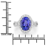 Bids.com 4.12 Carat Genuine Tanzanite and White Diamond 14K White Gold Ring Rings White Smoke size 6.00,size 7.00,size 8.00