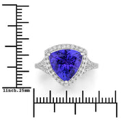 Bids.com 4.42 Carat Genuine Tanzanite and White Diamond 14K White Gold Ring Rings White Smoke size 6.00,size 7.00,size 8.00
