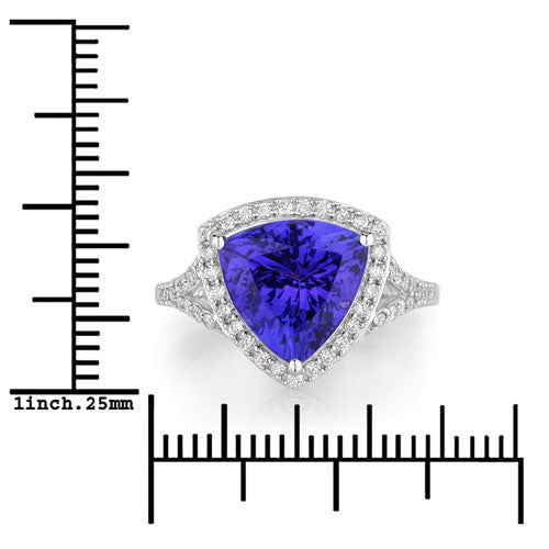 Bids.com 4.42 Carat Genuine Tanzanite and White Diamond 14K White Gold Ring Rings White Smoke size 6.00,size 7.00,size 8.00